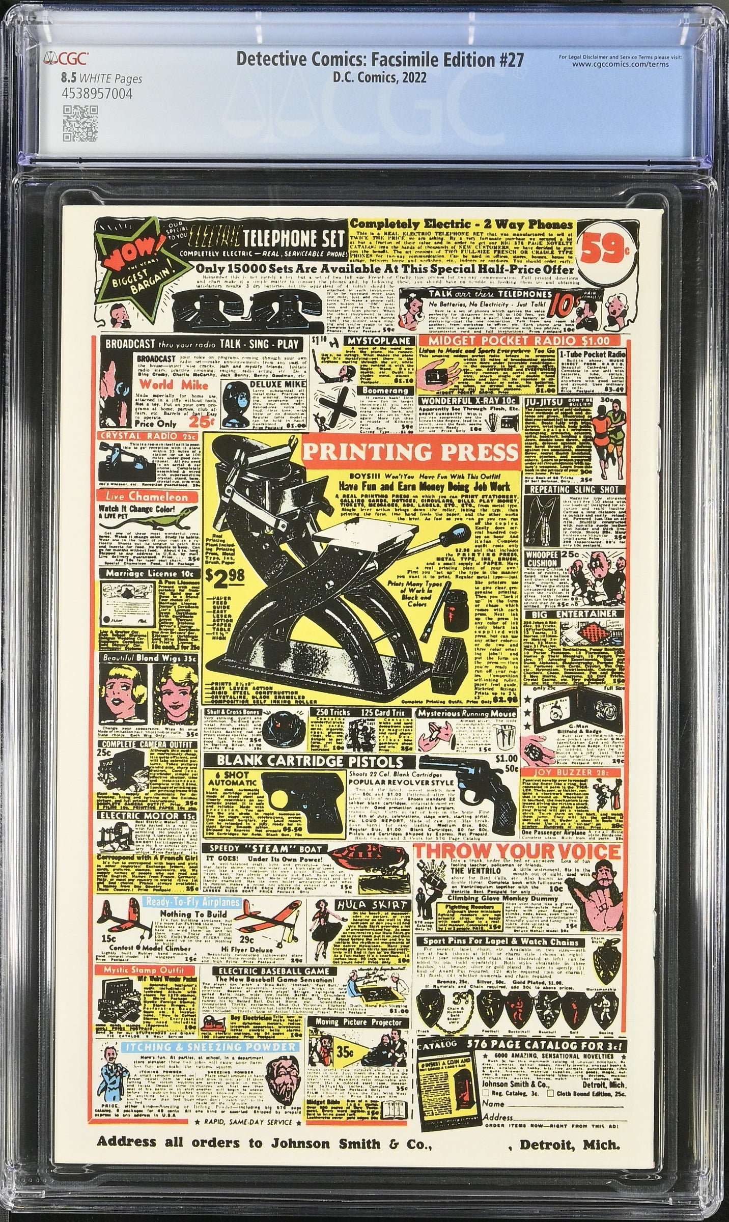 Detective Comics #27 Facsimile Edition CGC 8.5 Reprint of Batman’s first appearance