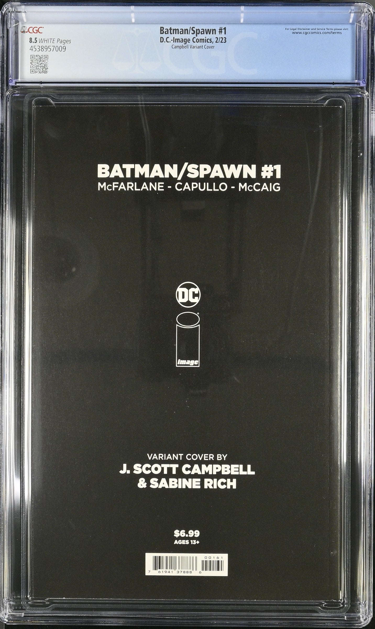 Batman/Spawn #1 Campbell Variant Cover CGC 8.5 graded DC/Image comic from 2023