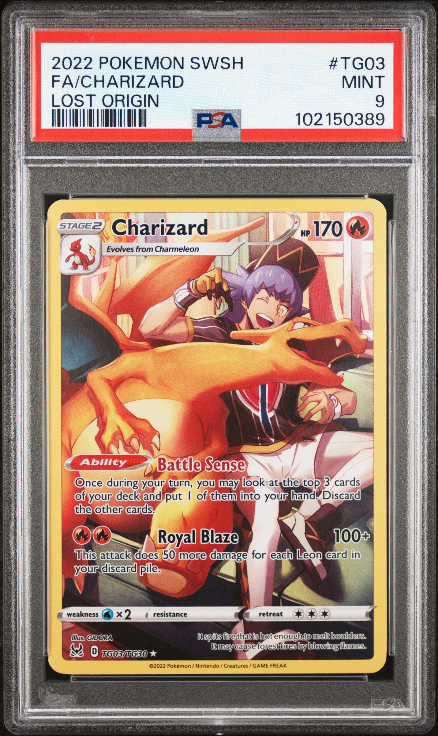 2022 Pokémon Charizard Trainer Gallery Lost Origin #TG03 graded PSA 9 MINT