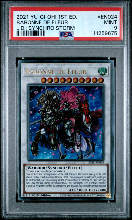 2021 Yu-Gi-Oh! 1st Edition Baronne de Fleur #EN024 Synchro Storm PSA 9 Mint graded card