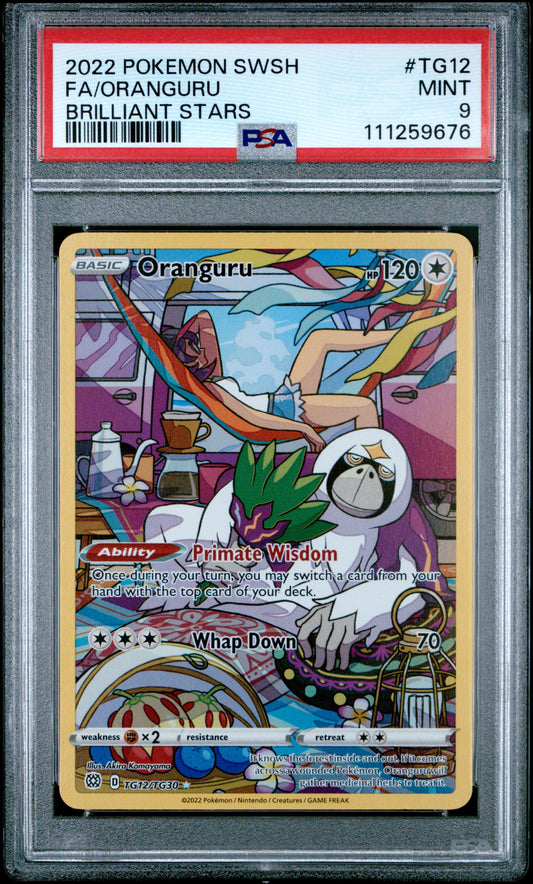 2022 Pokémon Brilliant Stars Oranguru Full Art Trainer Gallery TG12 graded PSA 9 MINT