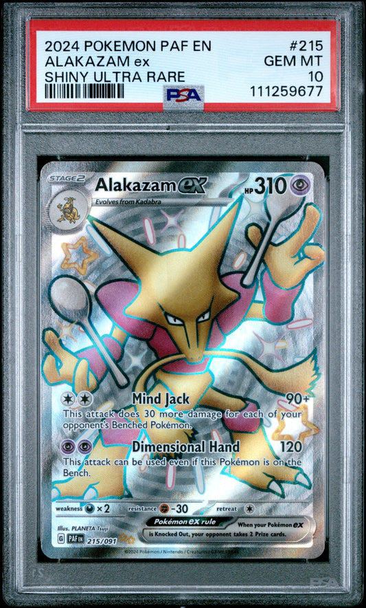 2024 Pokémon Alakazam ex Shiny Ultra Rare Paldean Fates #215/091 graded PSA 10 GEM MINT