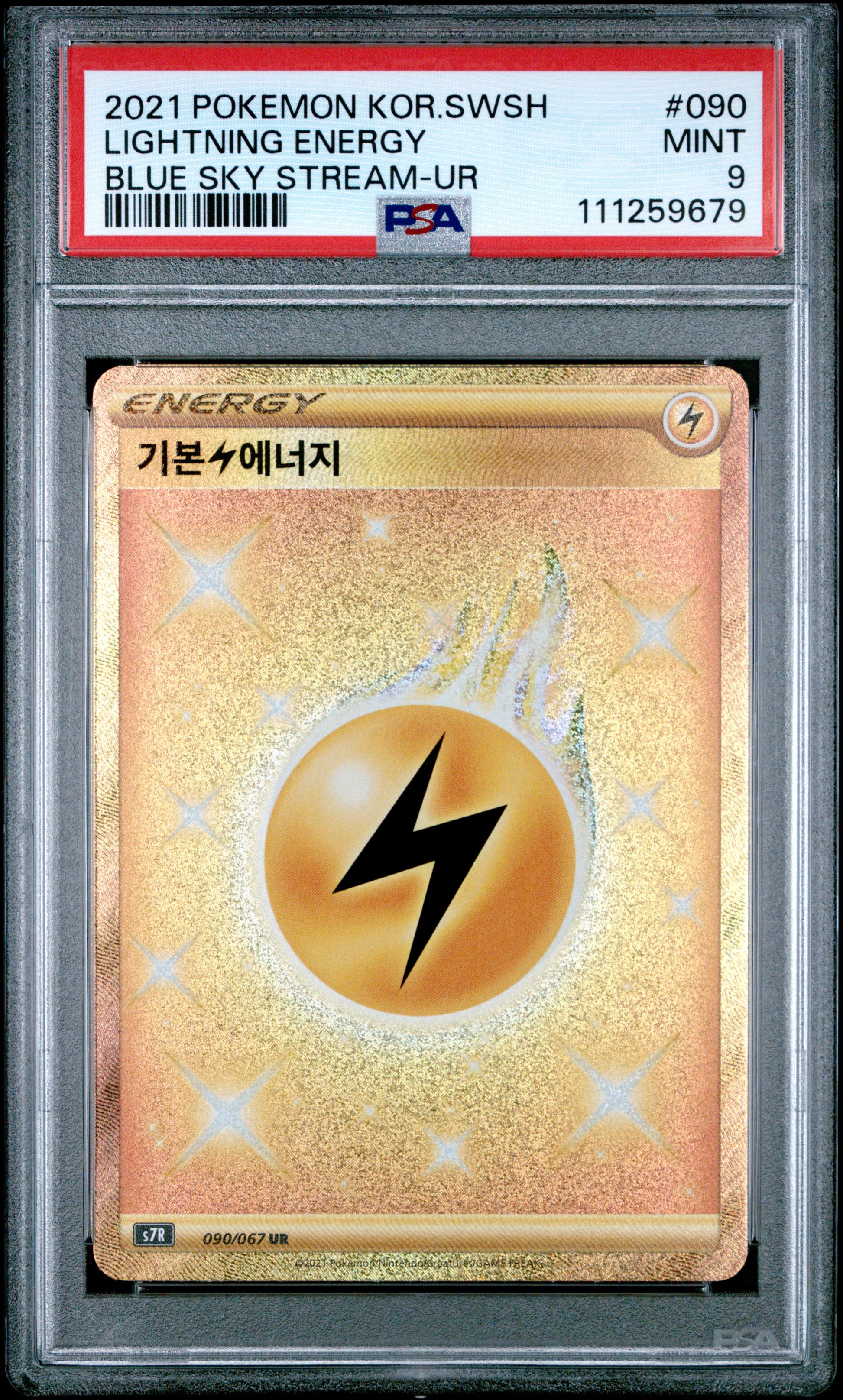 2021 Pokémon Korean Lightning Energy Blue Sky Stream #090/067 UR graded PSA 9 MINT