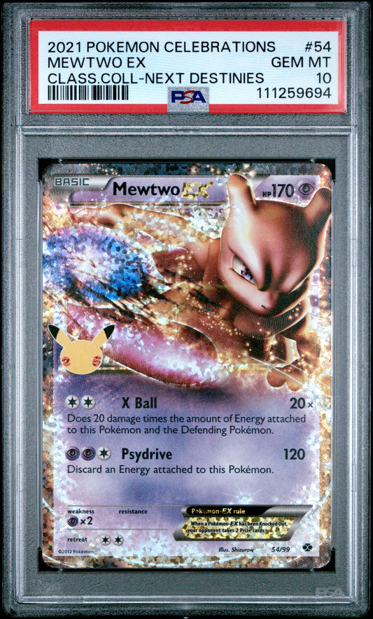 2021 Pokémon Celebrations Mewtwo EX Classic Collection #054/025 graded PSA 10 GEM MINT