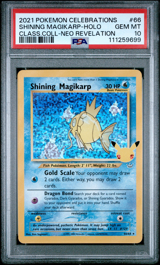 2021 Pokémon Celebrations Shining Magikarp Holo Classic Collection #66/64 graded PSA 10 GEM MINT