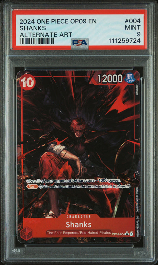 2024 One Piece Shanks Alternate Art OP09 #004 graded PSA 9 MINT