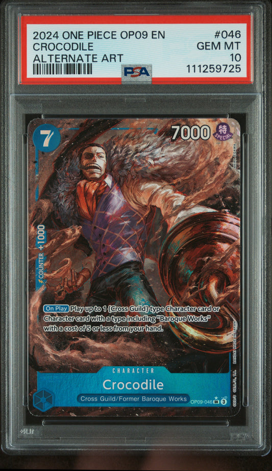 2024 One Piece OP09 Crocodile Alternate Art #046 graded PSA 10 GEM MINT