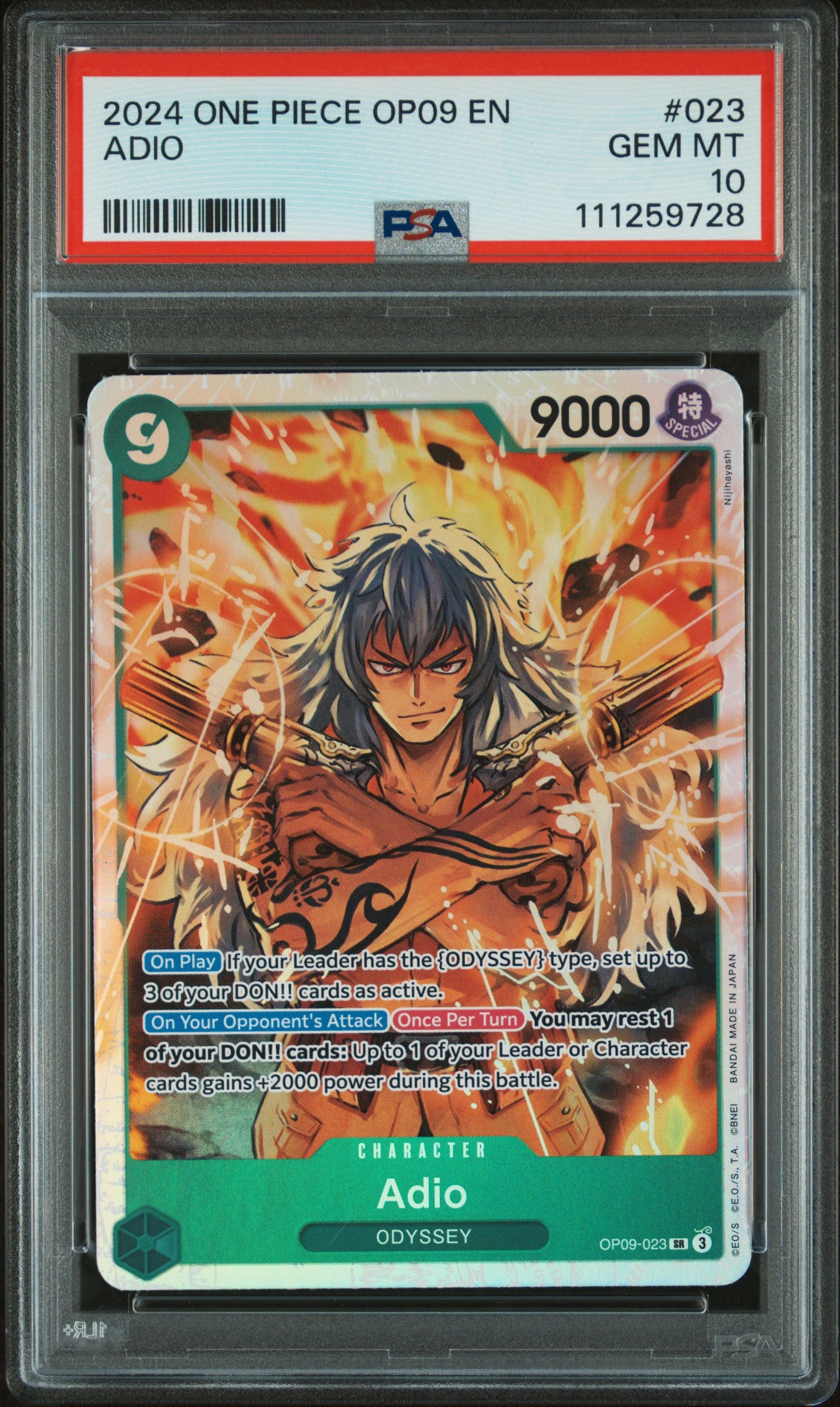 2024 One Piece Adio OP09-023 Secret Rare graded PSA 10 GEM MINT