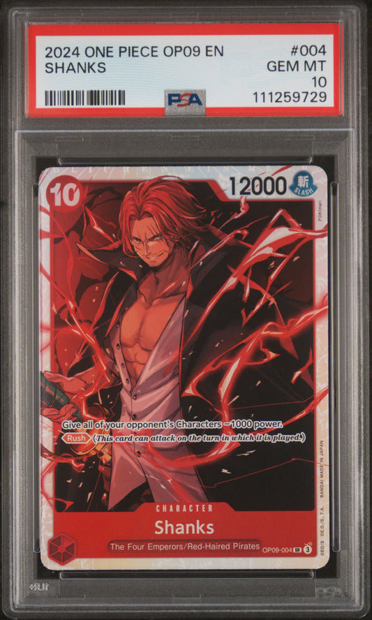 2024 One Piece OP09 English Shanks Super Rare #004 graded PSA 10 GEM MINT
