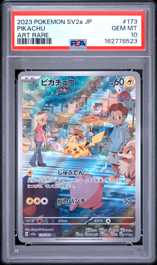 PSA 10 Japanese Pikachu 173/165 Art Rare AR from Pokémon Card 151 SV2a