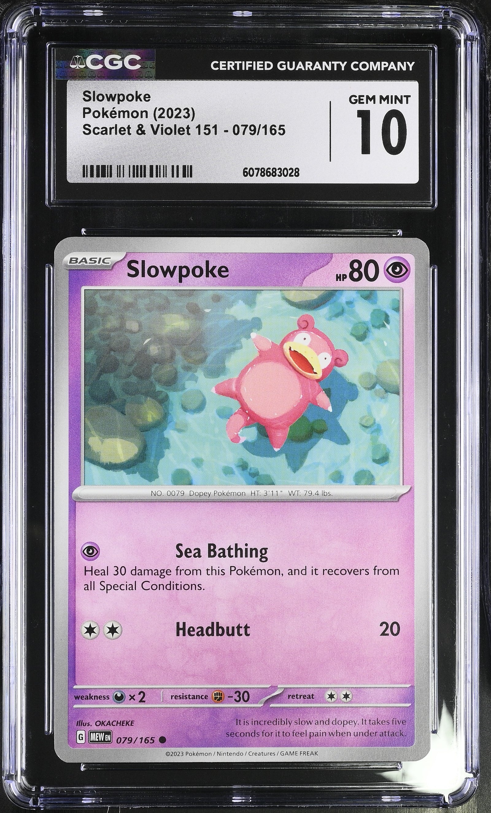2023 Pokémon Slowpoke #079/165 – Scarlet & Violet 151 graded CGC 10 GEM MINT