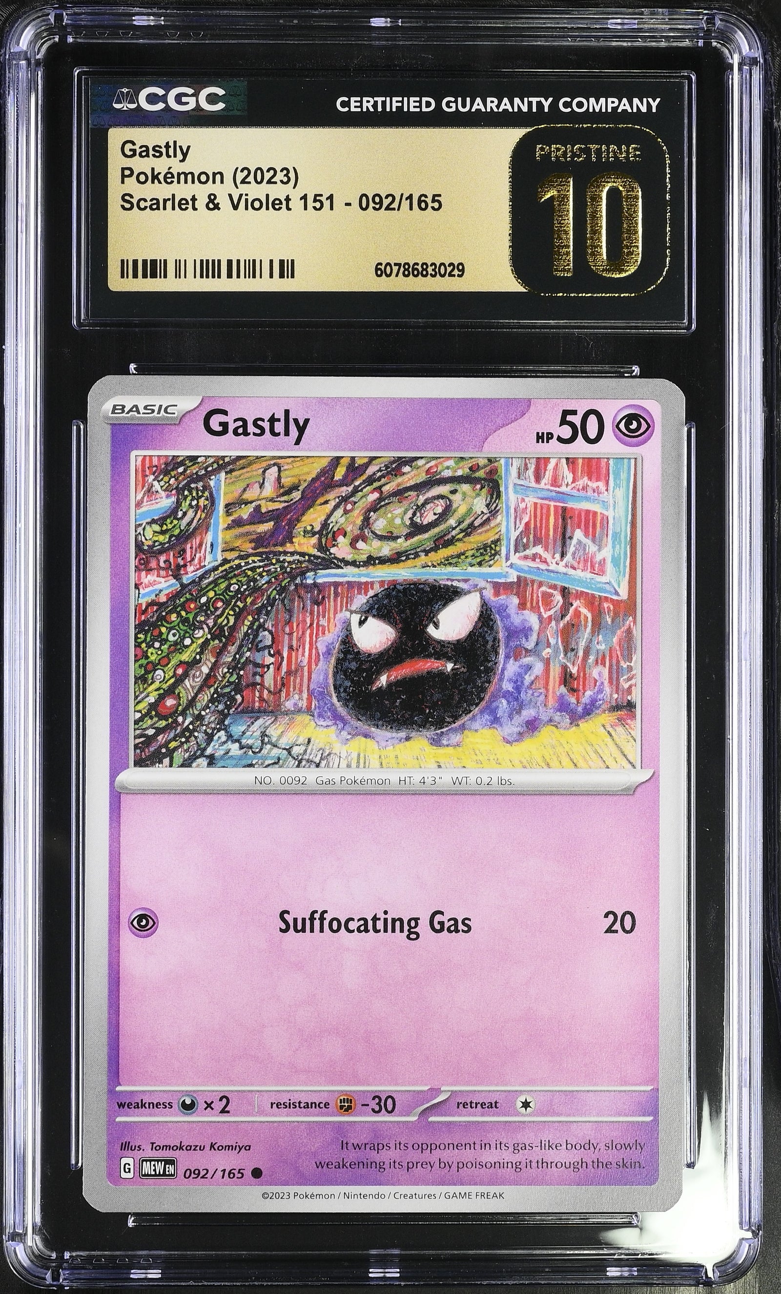 2023 Pokémon Japanese Gastly Holo #092/165 from Scarlet & Violet 151 graded CGC 10 PRISTINE
