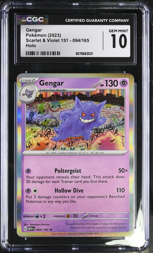 2023 Pokémon Gengar Holo #094/165 from Scarlet & Violet 151 graded CGC 10 GEM MINT