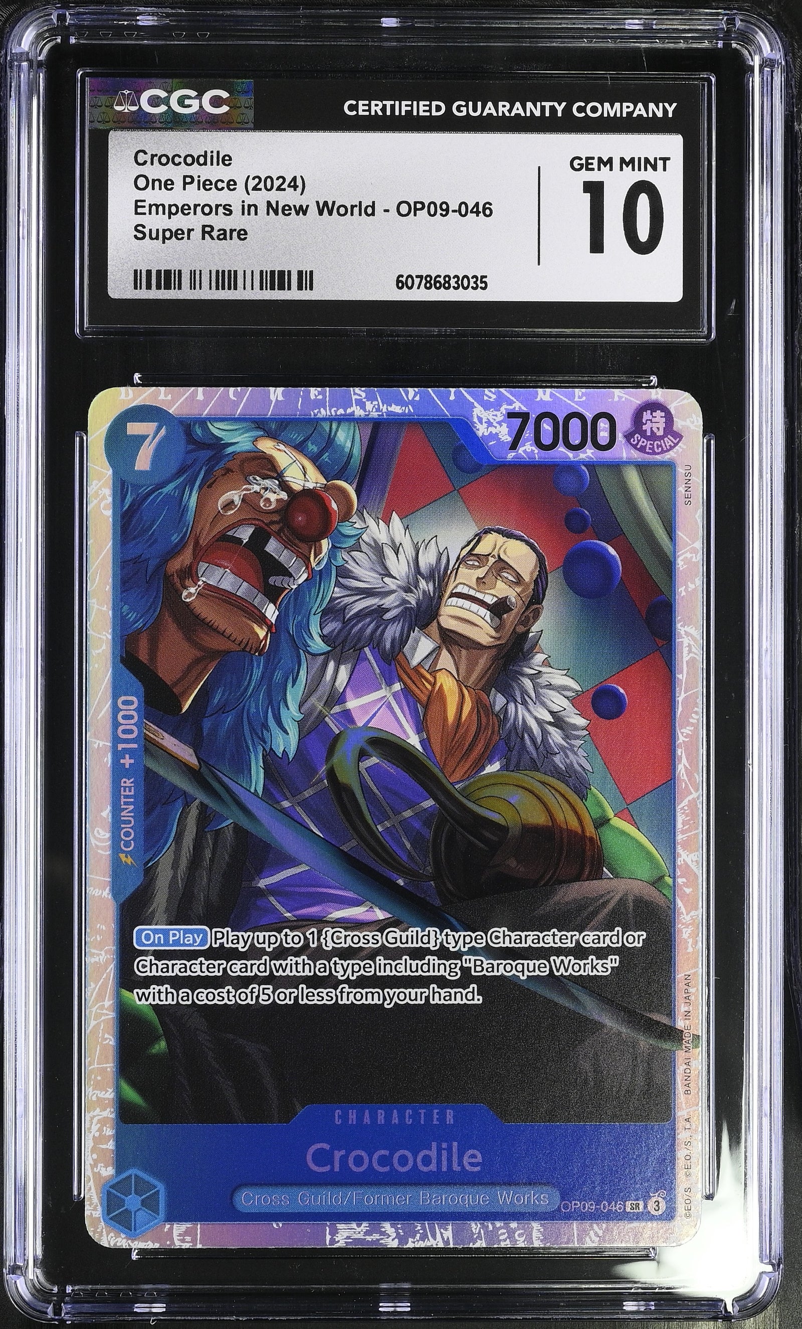 2024 One Piece Crocodile Super Rare OP09-046 from Emperors in New World graded CGC 10 GEM MINT