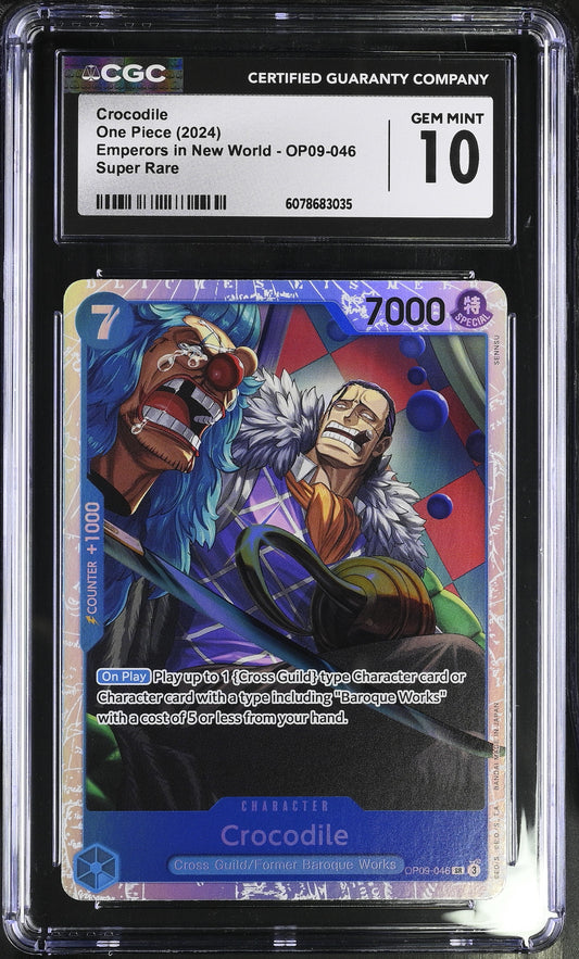 2024 One Piece Crocodile Super Rare OP09-046 from Emperors in New World graded CGC 10 GEM MINT