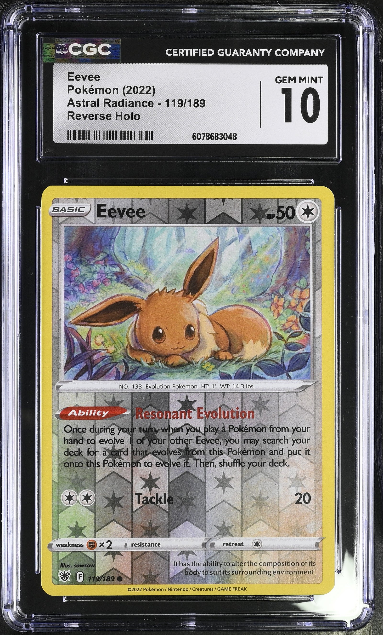 2022 Pokémon Eevee Reverse Holo #119/189 from Astral Radiance graded CGC 10 GEM MINT