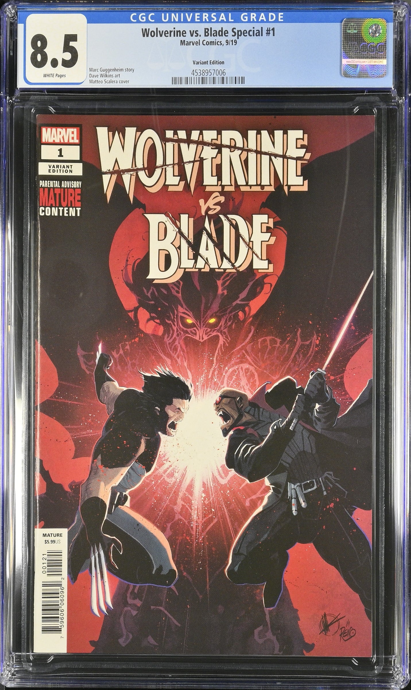 Wolverine vs. Blade Special #1 Variant Cover CGC 8.5 graded Marvel comic from 2019
