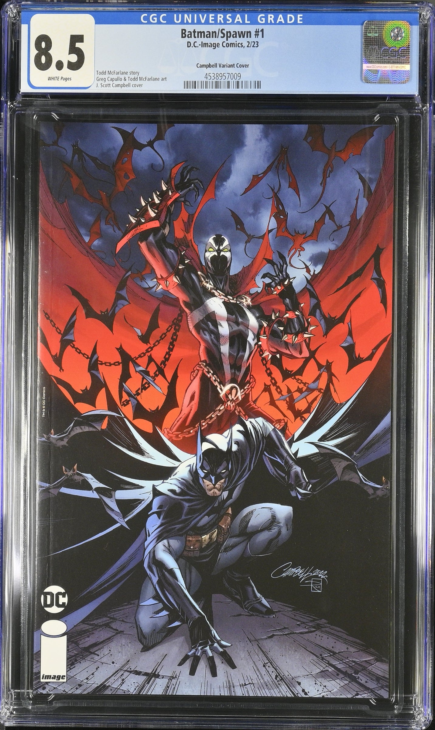 Batman/Spawn #1 Campbell Variant Cover CGC 8.5 graded DC/Image comic from 2023
