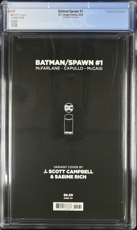 Batman/Spawn #1 Campbell Variant Cover CGC 8.5 graded DC/Image comic from 2023
