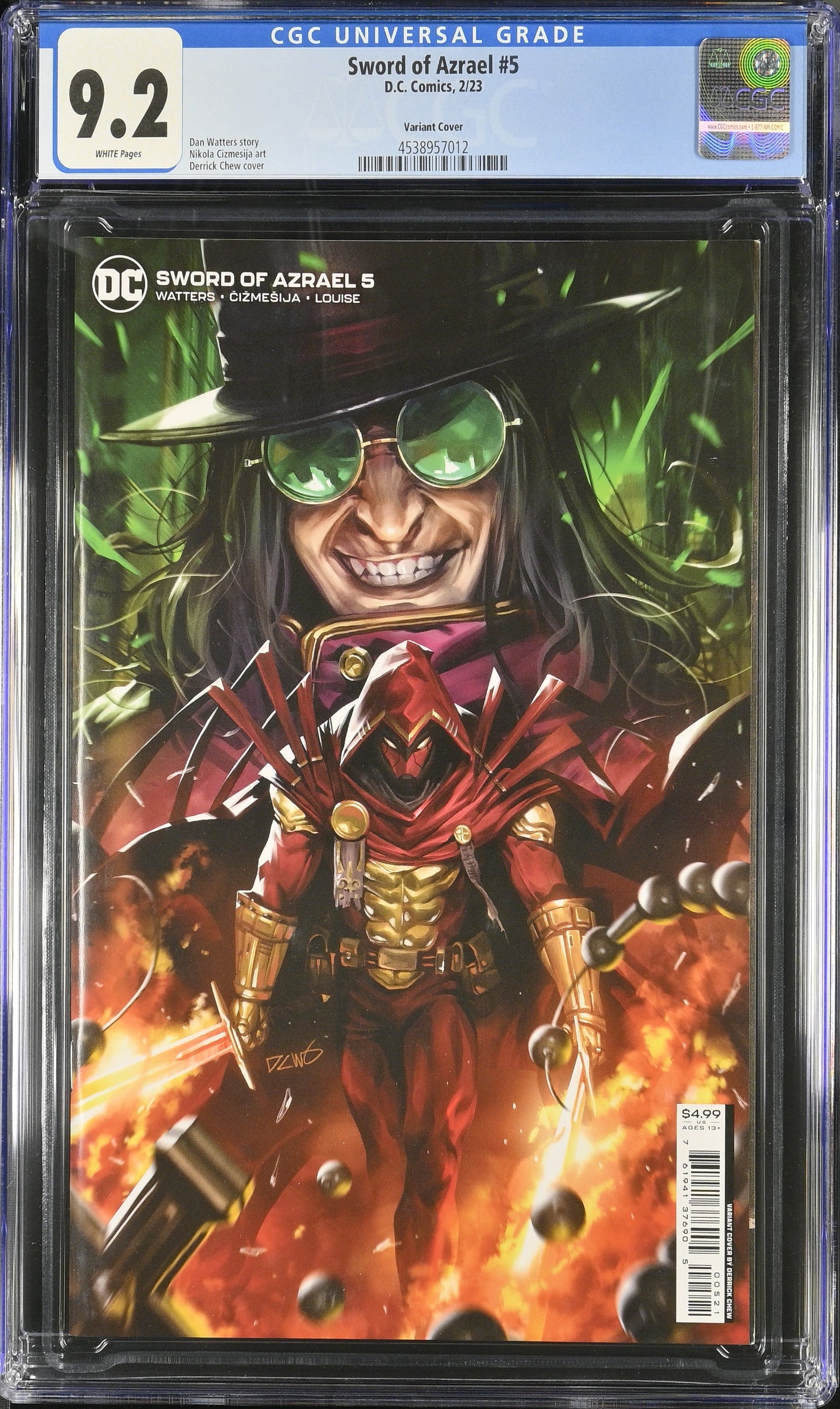 Sword of Azrael #5 Derrick Chew Variant Cover CGC 9.2 graded comic from DC Comics 2023
