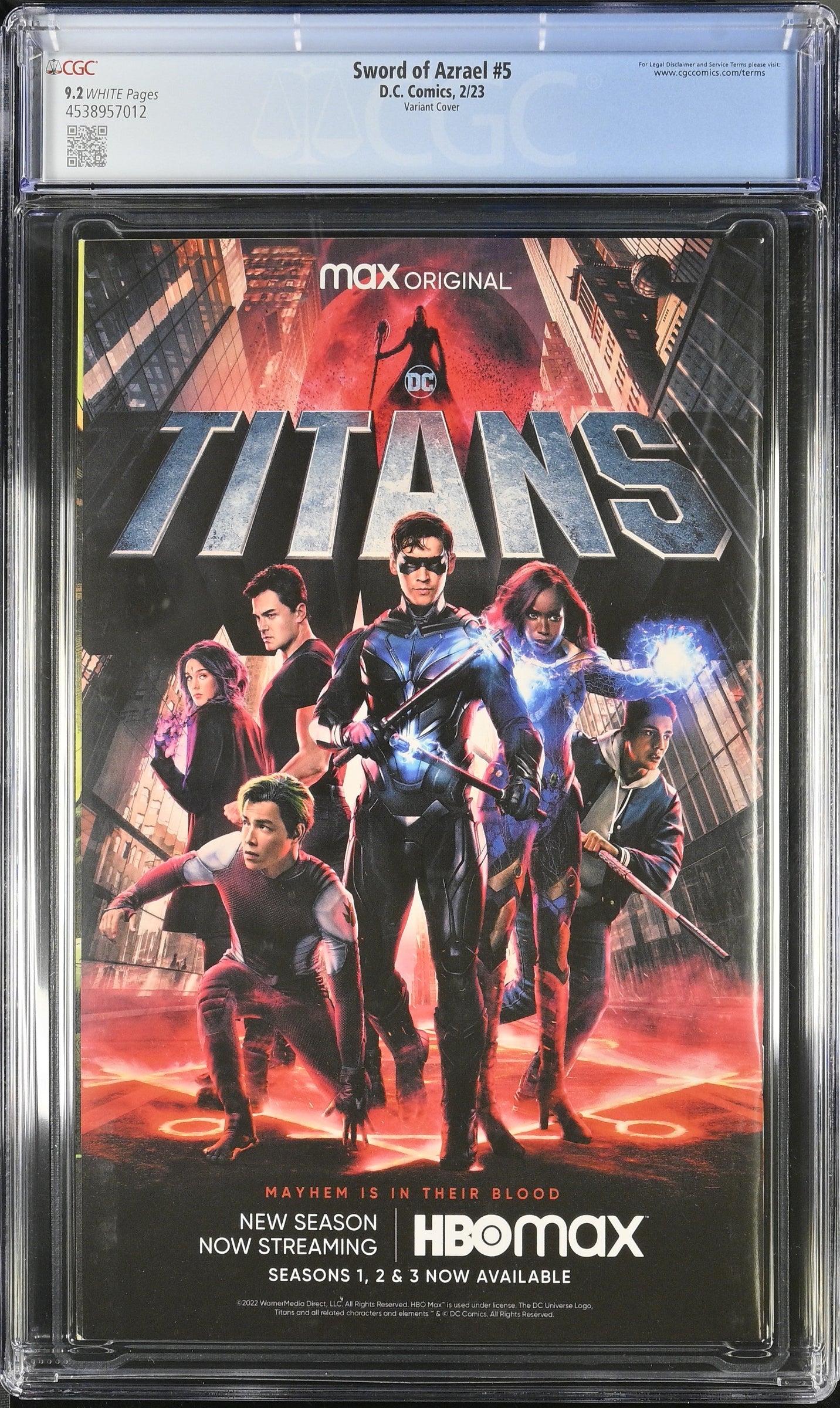 Sword of Azrael #5 Derrick Chew Variant Cover CGC 9.2 graded comic from DC Comics 2023
