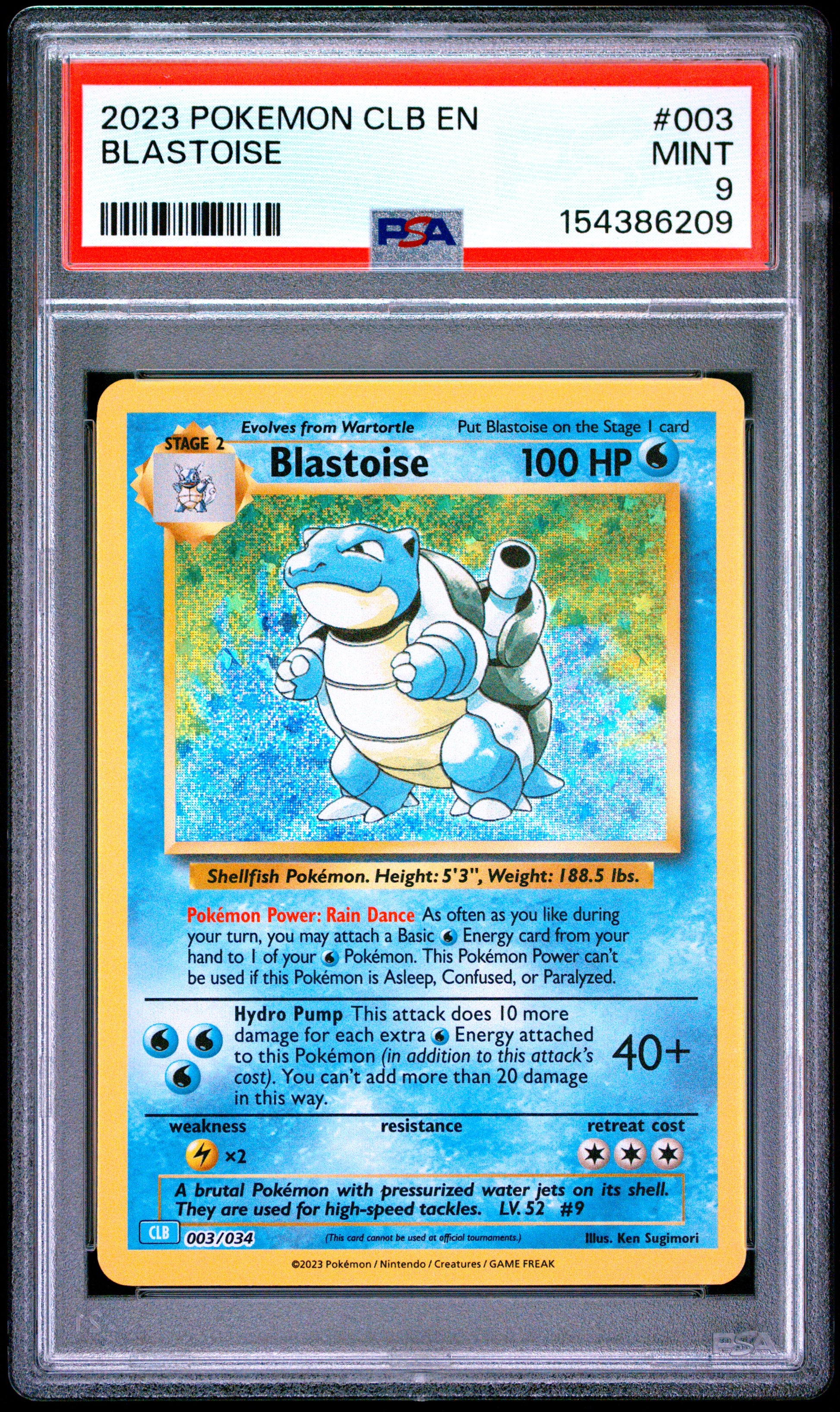 PSA 9 English Blastoise 003/034 Holo from Pokémon Trading Card Game Classic CLB