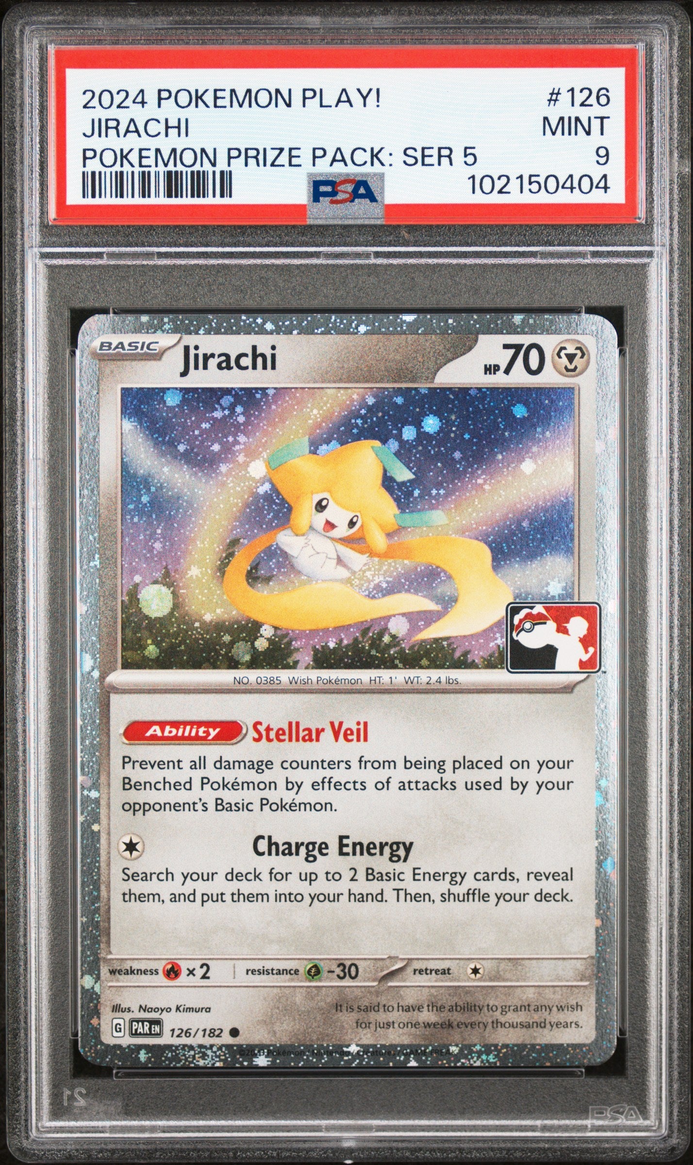 2024 Pokémon Jirachi Prize Pack Series 5 #126 graded PSA 9 MINT
