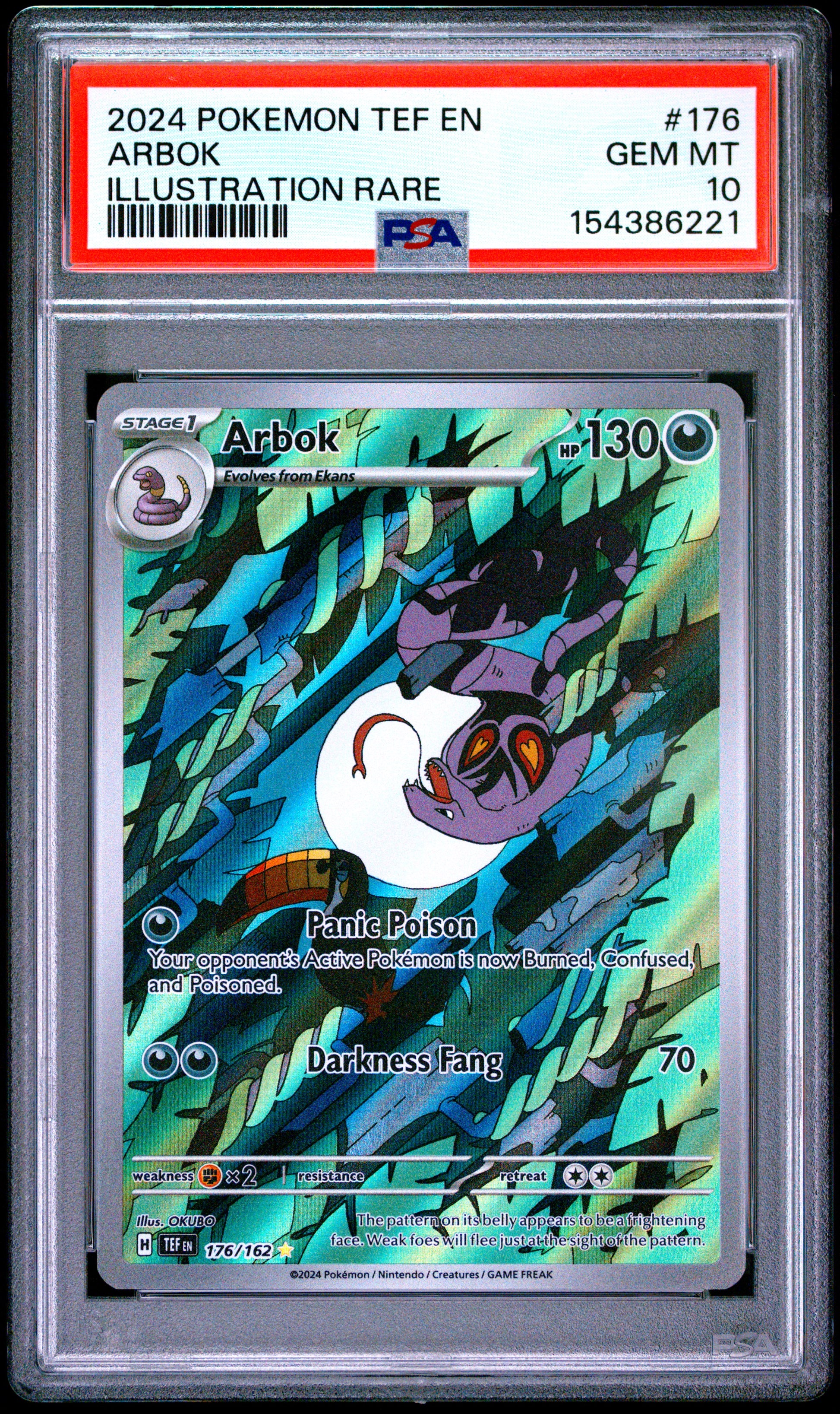 PSA 10 English Arbok 176/162 Illustration Rare card from Temporal Forces