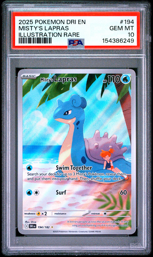 PSA 10 English Misty's Lapras 194/182 Illustration Rare from Destined Rivals

