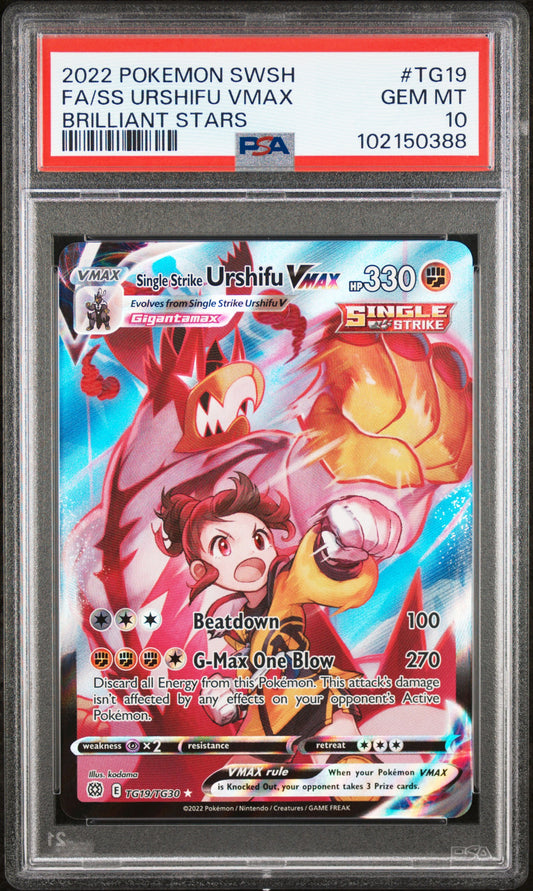 2022 Pokémon Single Strike Urshifu VMAX Brilliant Stars Trainer Gallery #TG19 graded PSA 10 GEM MINT
