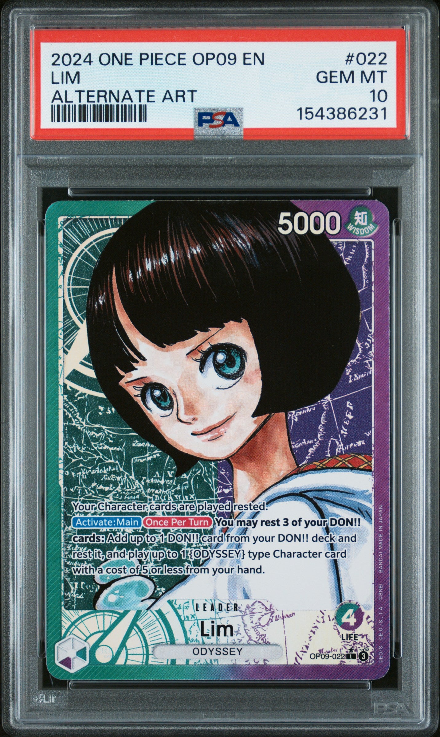 PSA 10 English Lim OP09-022 Alternate Art Leader from Emperors in the New World