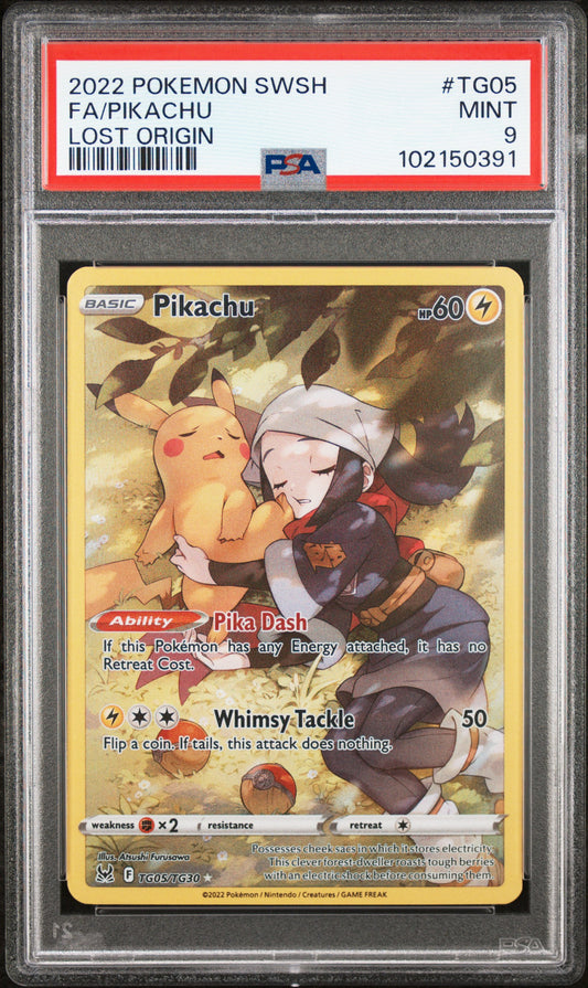 2022 Pokémon Pikachu Trainer Gallery Lost Origin #TG05 graded PSA 9 MINT
