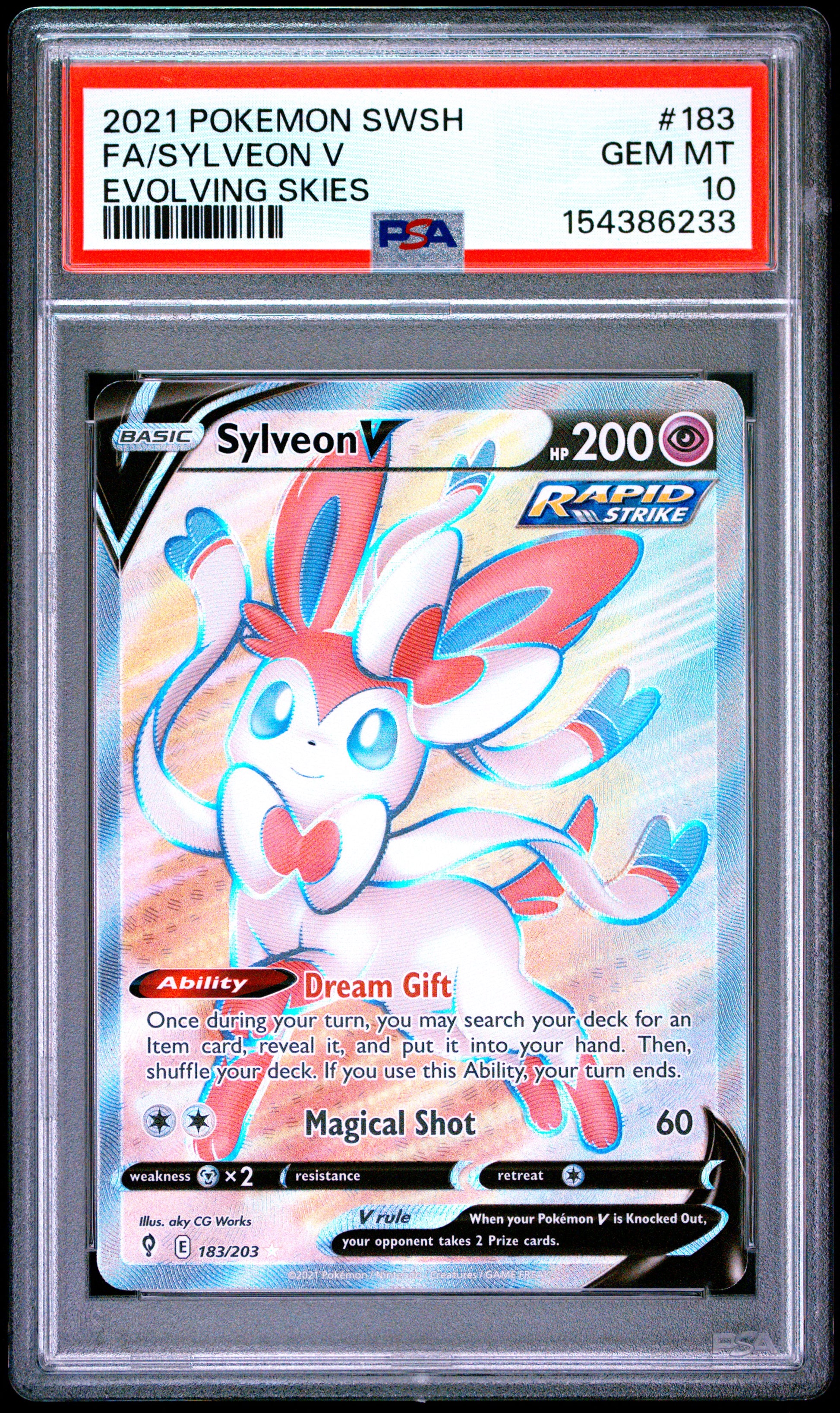 PSA 10 English Sylveon V 183/203 Full Art card from Evolving Skies