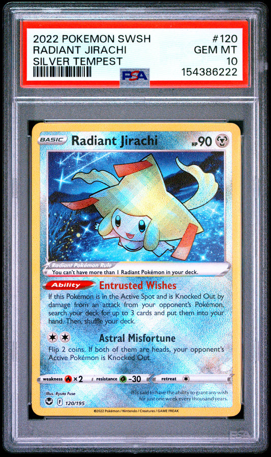 PSA 10 English Radiant Jirachi 120/195 card from Pokémon Silver Tempest