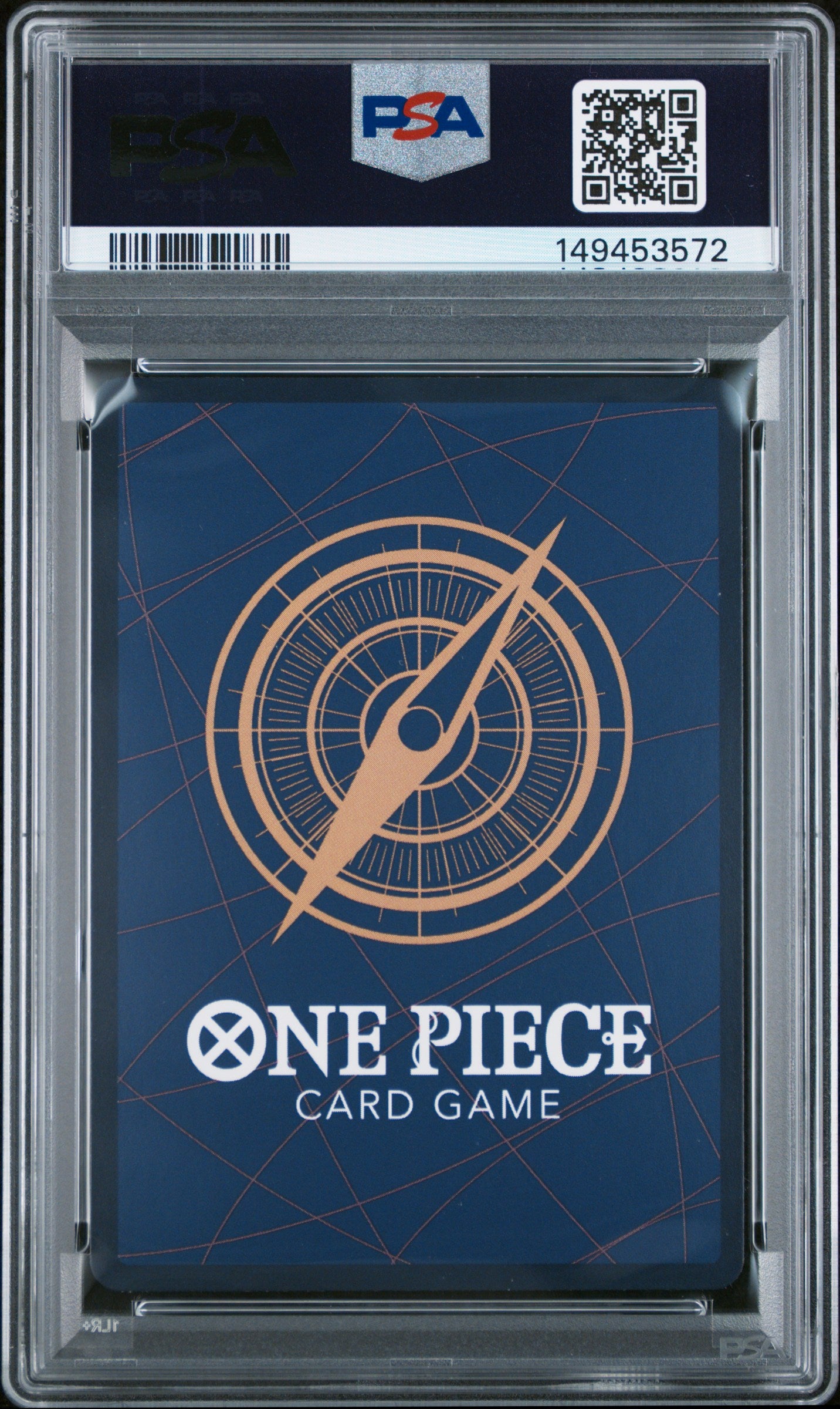 PSA 10 Gem Mint graded 2024 English One Piece Monkey D. Luffy OP09-119 SEC Alternate Art Parallel full art textured holofoil card from the Emperors in the New World expansion set.