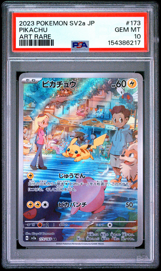 PSA 10 Japanese Pikachu 173/165 Art Rare AR from Pokémon Card 151 SV2a